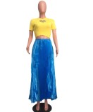 SC Casual Loose Solid Pleated Long Skirt LA-3341