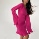 SC Solid Color Flare Sleeve Knits Midi Dress GFQS-P0327
