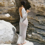 SC See Through Backless Beach Bikini Cover Up Dress GFQS-1226