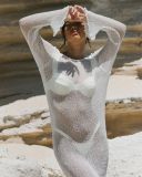 SC See Through Backless Beach Bikini Cover Up Dress GFQS-1226
