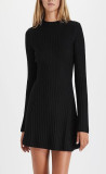 SC Flare Long Sleeve Knits Solid Mini Dress GFQS-DCL510