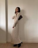 SC Fashion Knits V Neck Long Sleeve Maxi Dress GFQS-0728-1