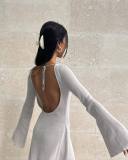 SC Flared Sleeve Backless Knit Slim Dress GFQS-1374