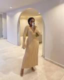 SC Fashion Knits V Neck Long Sleeve Maxi Dress GFQS-0728-1