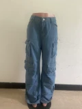SC Fashion Multi-pocket Washed Jeans OM-1753