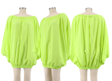 SC Plus Size One Shoulder Long Sleeve Loose Solid Color Bubble Dress HNIF-PP026