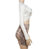 SC Print Cardigan Crop Tops Skirt 2 Piece Set XEF-41237