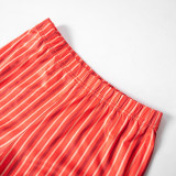 SC Stripe Print Sleeveless Tight Two Piece Pants Set MXBF-R24ST018