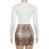 SC Print Cardigan Crop Tops Skirt 2 Piece Set XEF-41237