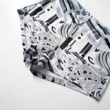 SC Long Sleeve Mesh Print Tops Two Piece Shorts Set MXBF-K24ST073