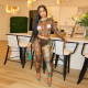 SC Mesh Print O Neck Tight Two Piece Pants Set MXBF-D23ST478