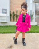 SC Kids Girl's Long Sleeve Cardigan Coat Pleated Skirt Set GYAY-M8049