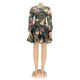SC Long Sleeve Camouflage Printed Dress HNIF-TTDD009