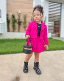 SC Kids Girl's Long Sleeve Cardigan Coat Pleated Skirt Set GYAY-M8049