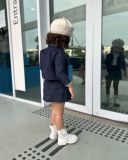 SC Kids Girl's Long Sleeve Top Pleated Soft Denim Skirt Set GYAY-M8074