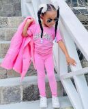 SC Kids Girl's Solid Color Trench Coat+T-shirt+Pants Set GYAY-M8076 