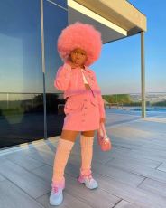 SC Kids Girl's Pink Long Sleeve Coat Two Piece Skirt Set GYAY-M8083 