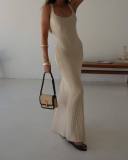 SC Sexy Sleeveless Knits Solid Color Maxi Dress GFQS-6017