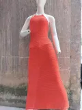 SC Sleeveless Halter Hollow Out Knits Maxi Dress GFQS-0722