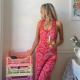 SC Sexy Print Backless Back Crossed Split Long Dress GFQS-042