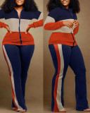 SC Fashion Print Zipper Long Sleeve Pants 2 Piece Set QYF-3006