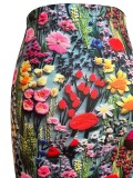 SC Floral Faux Embossed Print Half Body Skirt HHF-240408