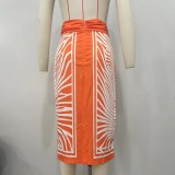 SC Printed Irregular Half-body Long Skirt OLYF-6148