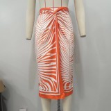 SC Printed Irregular Half-body Long Skirt OLYF-6148