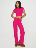 SC Solid Color Short Sleeve Pants Two Piece Set YD-8806