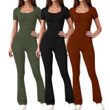 SC Short Sleeve Solid Color Jumpsuit ME-8494