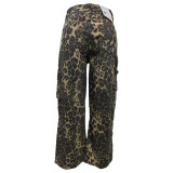 SC Leopard Print Loose Staight Jeans WAF-77647