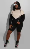 SC Color Block Long Sleeve Two Piece Shorts Set SMD-24016