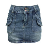 SC Fashion Washed Slim Denim Skirts WAF-77643