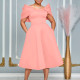 SC Fashion Bubble Sleeve Solid Color Party Dress GATE-D492