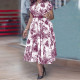 SC Plus Size Short Sleeve Belt Print Long Dress GDAM-003