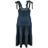 SC Plus Size Sling Sleeveless Denim Maxi Dress GDAM-218382