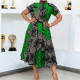 SC Plus Size Print Short Sleeve Maxi Dress GDAM-102