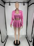 SC Solid Color Long Sleeve Vest 3 Piece Skirts Set QXLB-10076