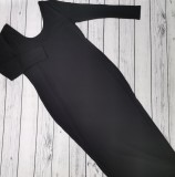 SC Plus Size Solid Color V Neck Solid Slim Maxi Dress WY-7119