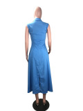 SC Casual Solid Color Sleeveless Shirts Dress SHA-86137