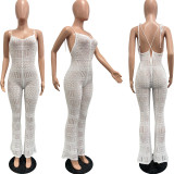 SC Knit Sexy Sling Hollow Out Jumpsuit JPF-1096