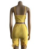 SC Fashion Drawstring Pleated Solid Color Vest Set WUM-24415