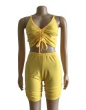 SC Fashion Drawstring Pleated Solid Color Vest Set WUM-24415