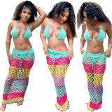 SC Knits Color Block Bandage Beach Bikini 3 Piece Set CM-8713