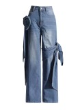 SC Fashion Bandage Washed Straight Jeans WAF-77654