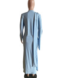 SC Solid Color Long Sleeve Maxi Dress LS-0405