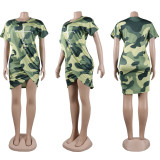 SC Fashion Print Short Sleeve Irregular Dress FSXF-530