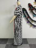 SC Printed Color-blocked Patchwork Loose Long Dress NY-10763
