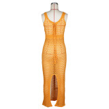 SC Lace-up Mesh Knit Beach Maxi Dress ZSD-0311