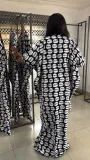 SC Printed Color-blocked Patchwork Loose Long Dress NY-10763